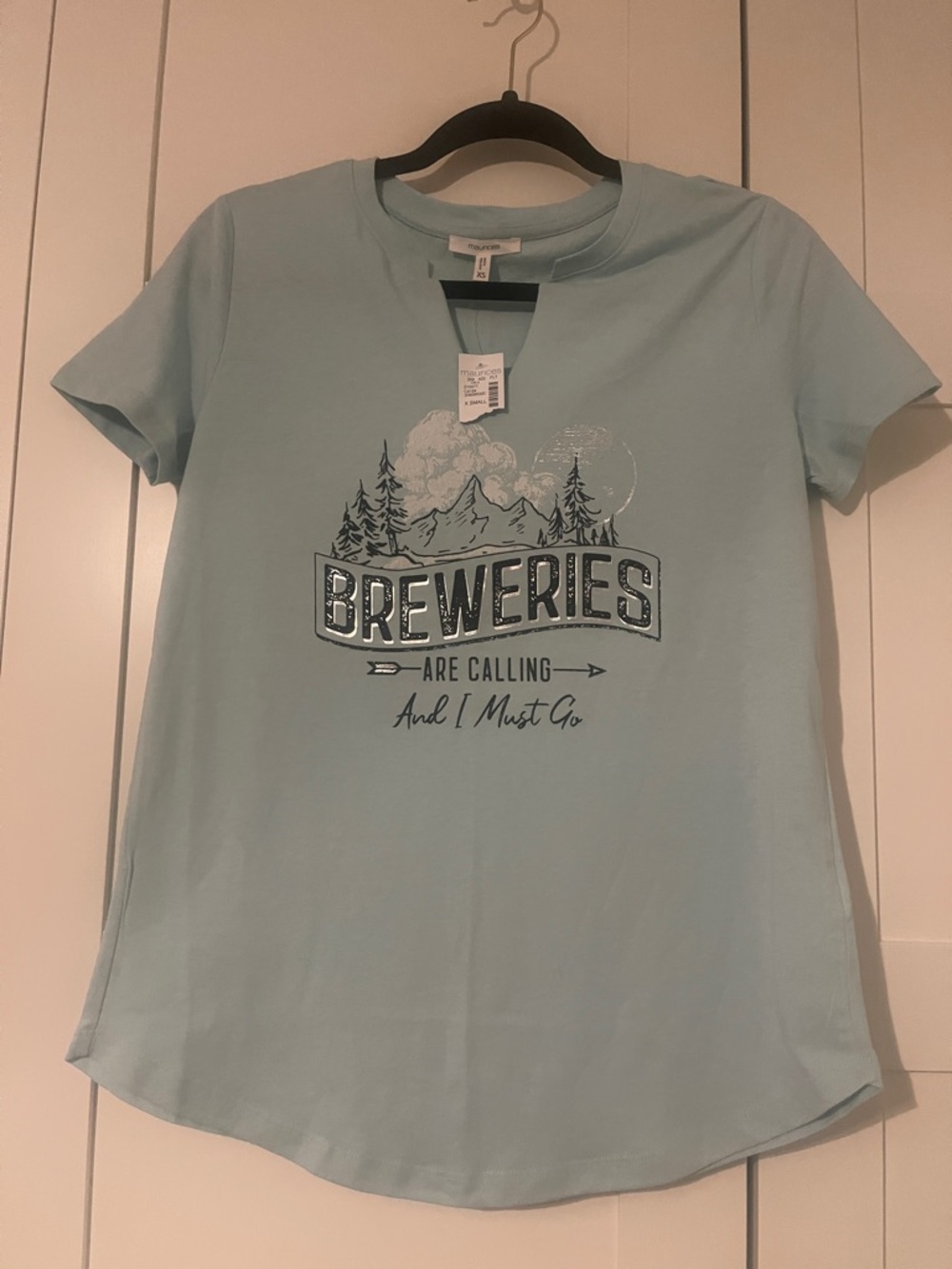 Maurices Light Blue 'Breweries Are Calling' Graphic Short Sleeve Tee